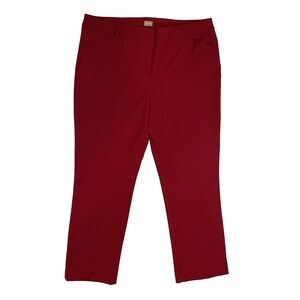 Chicos Women's So Slimming Straight Leg Basic Pant Size 18 R Holly Red NWT $99